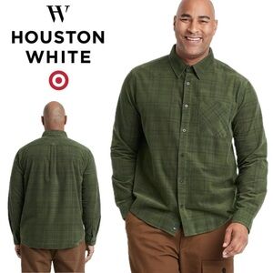 NWT Houston White x Target Green Plaid Corduroy Long Sleeve Button down shirt L